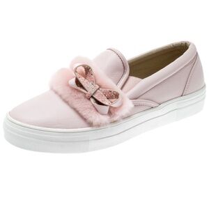 Sophia Webster Pink Leather Faux Bow Bella Slip-On Sneakers